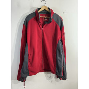 Unisex Courage USA Full Zip Fleece Sweatshirt XXL Red Gray Mock Neck